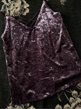 American Eagle Outfitters Purple Crushed Velvet Strappy Tank
